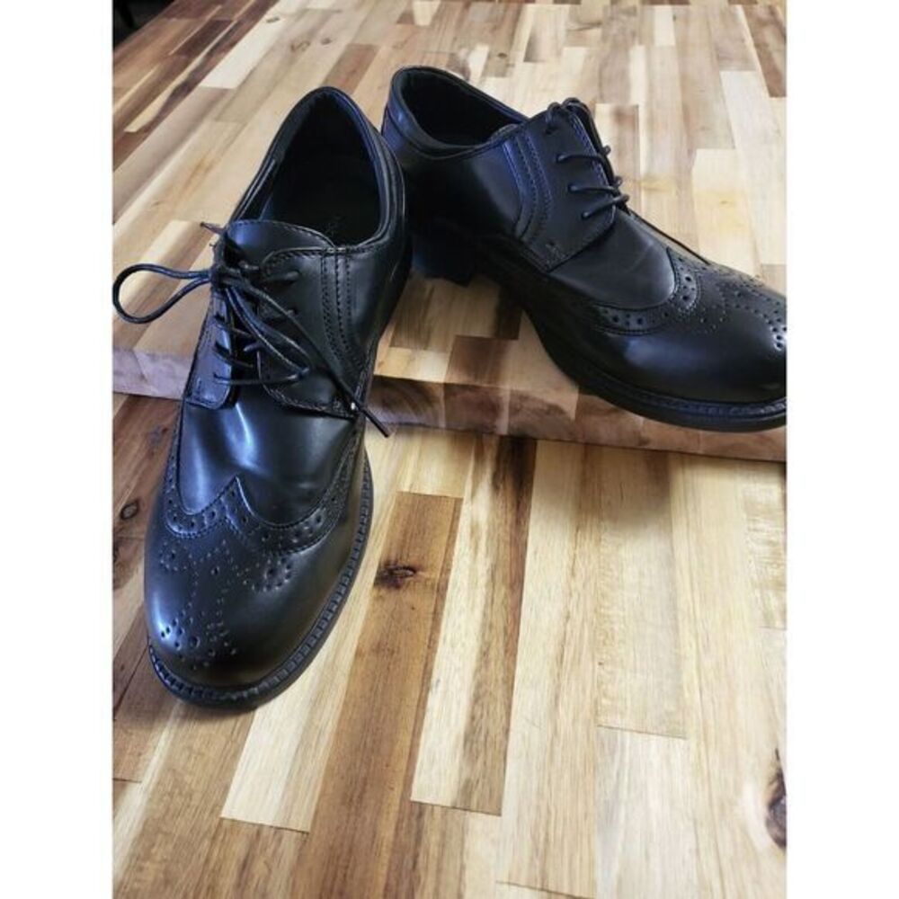 Robert David Men Wingtip Oxfords Size US 9 M Black Leather Grandpacore Preppy‎